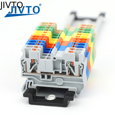 PT2.5 Push-in Terminal Block 2.5mm² Connector Spring Feed-Through Strip Plug PT-2.5 Wire Electrical Din Rail Contact