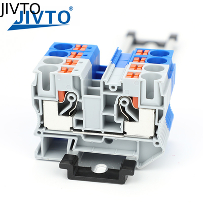 PT10 Push-in Terminal Block Din Rail Wire Electrical Connector 10mm2 Spring Screwless Feed-Through Strip Plug