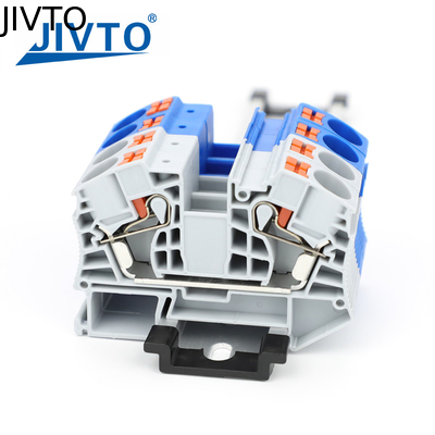 PT16 Din Rail Push-In Terminal Block, 16mm2 Electrical Feed-Through Cable Plug Screwless Terminal Strip Wire Connector